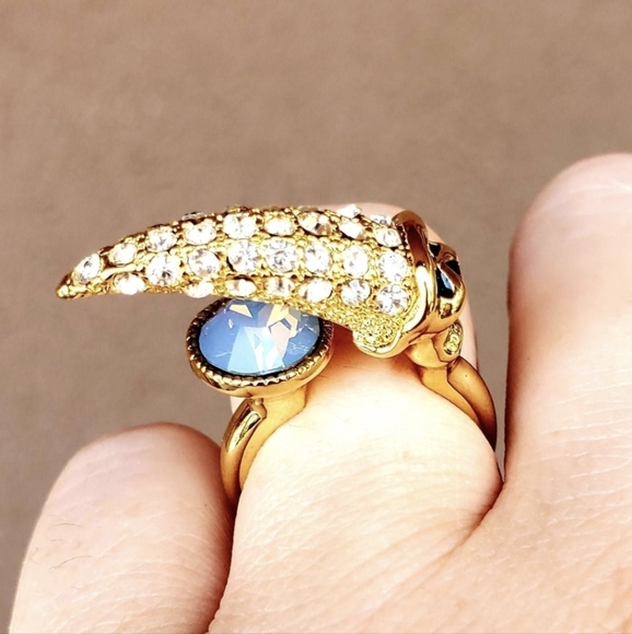 New Faceted Opal and White Topaz Claw & Cross Cuff Ring. - Picture 4 of 12